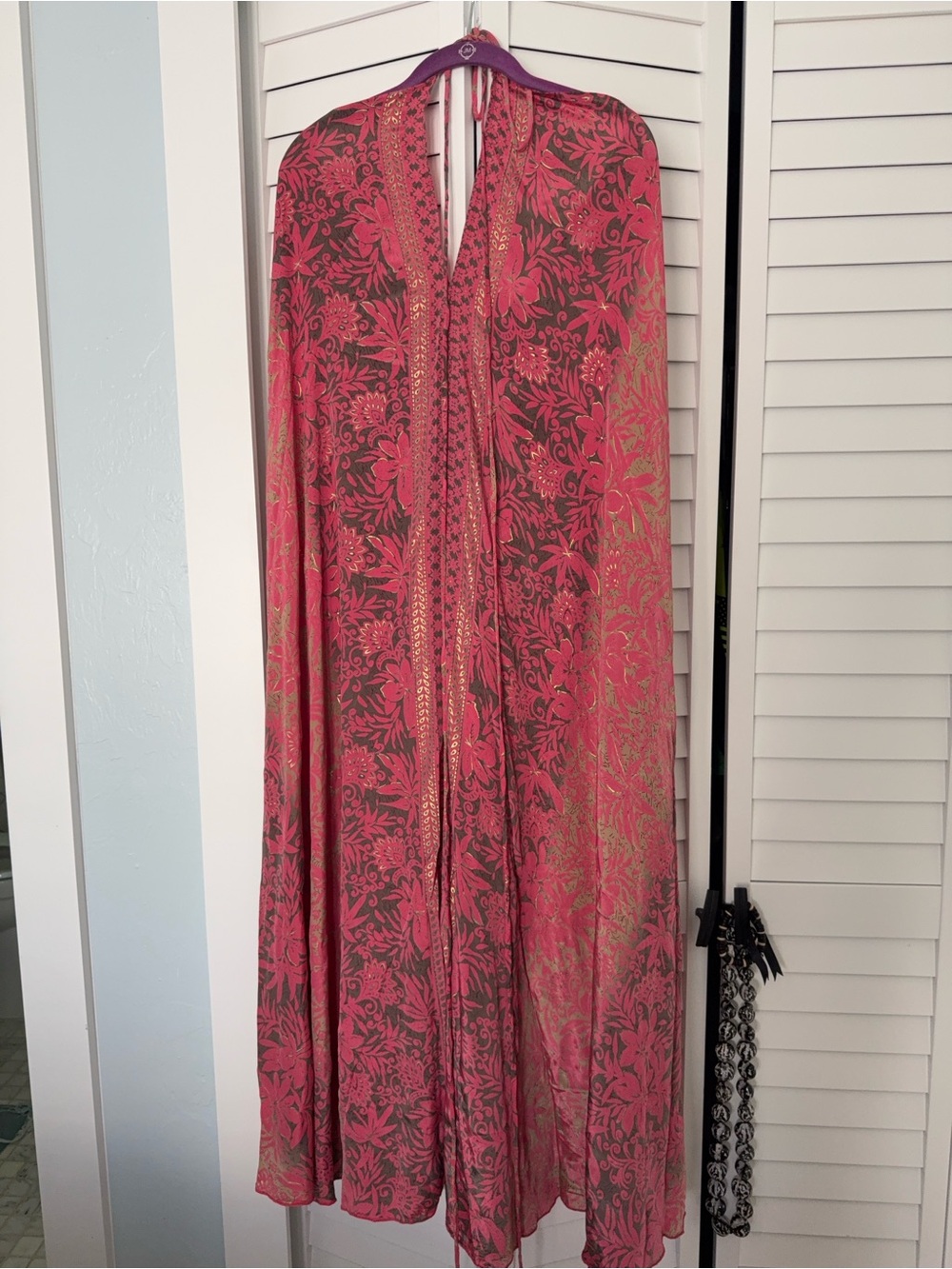Pink Floral Boho Maxi Kimono